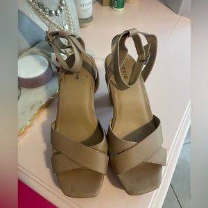 Nude Platform Block Heels